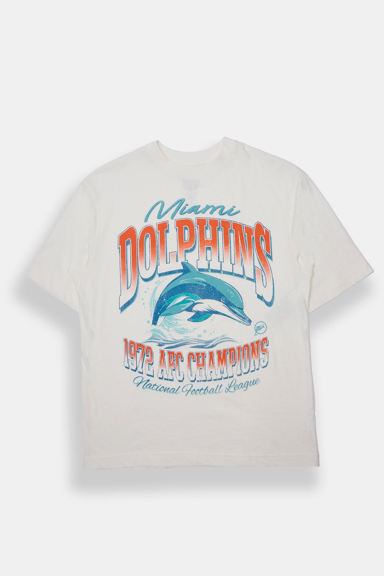 Mens Miami Dolphins 1973 Champions Graphic Oversized Tee - White /