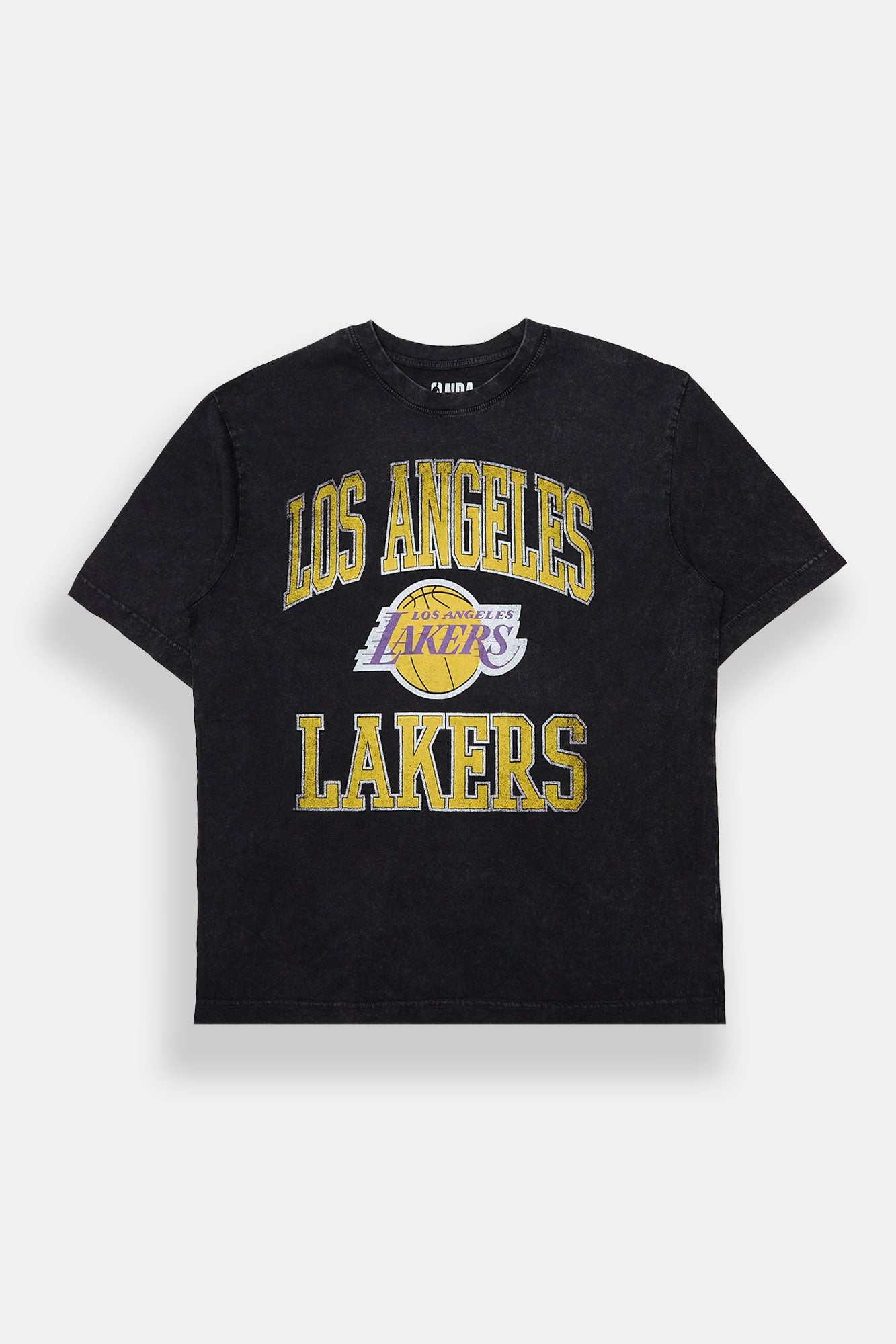Mens LA Lakers Washed Oversized Tee - Black /