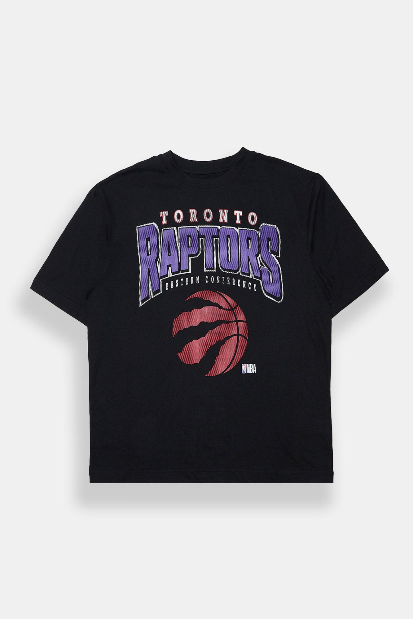 Mens Toronto Raptors Mesh Printed Oversized Tee - Black /