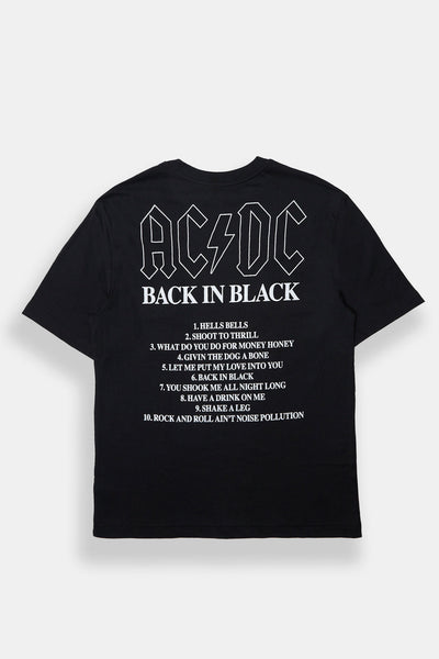 洋楽 AC/DC BACK IN BLACK For Those About to Mens AC/DC Back In Black Graphic Oversized Tee – West49 | Amnesia