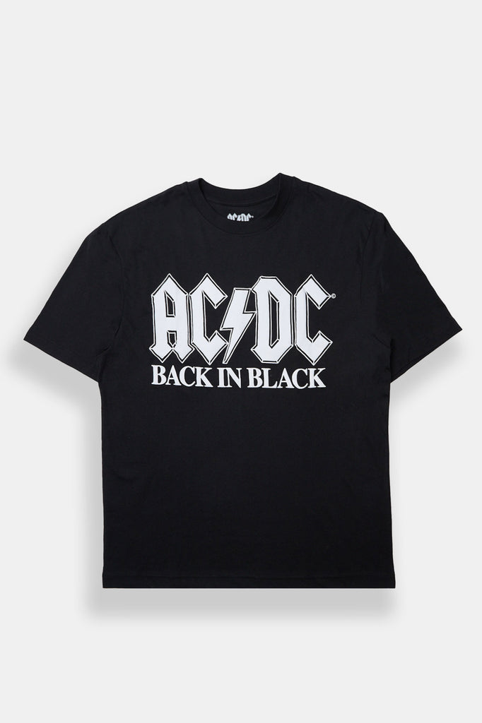 Mens AC/DC Back In Black Graphic Oversized Tee – West49 | Amnesia
