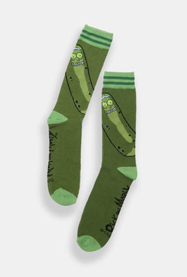 Rick And Morty Pickle Printed Jacquard Crew Socks