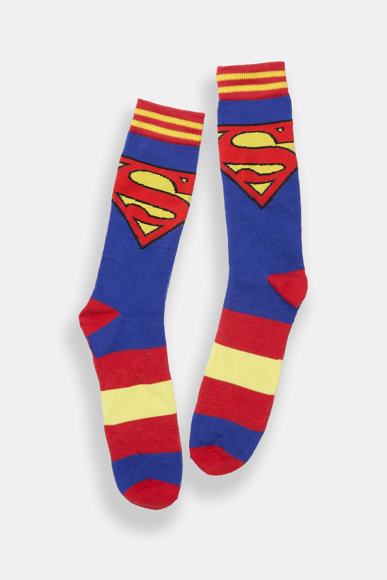 Superman Logo Printed Jacquard Crew Socks - Blue / O/S