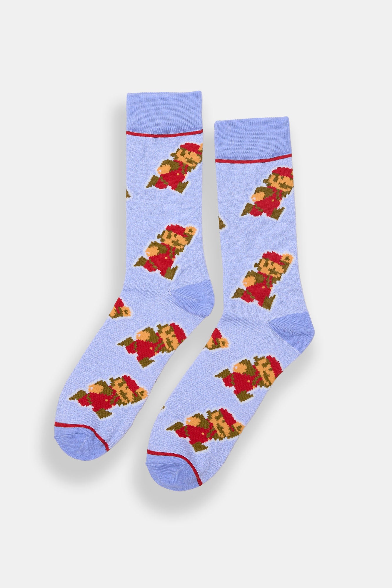 Mens Super Mario Pixel Jacquard Crew Socks - Blue / O/S