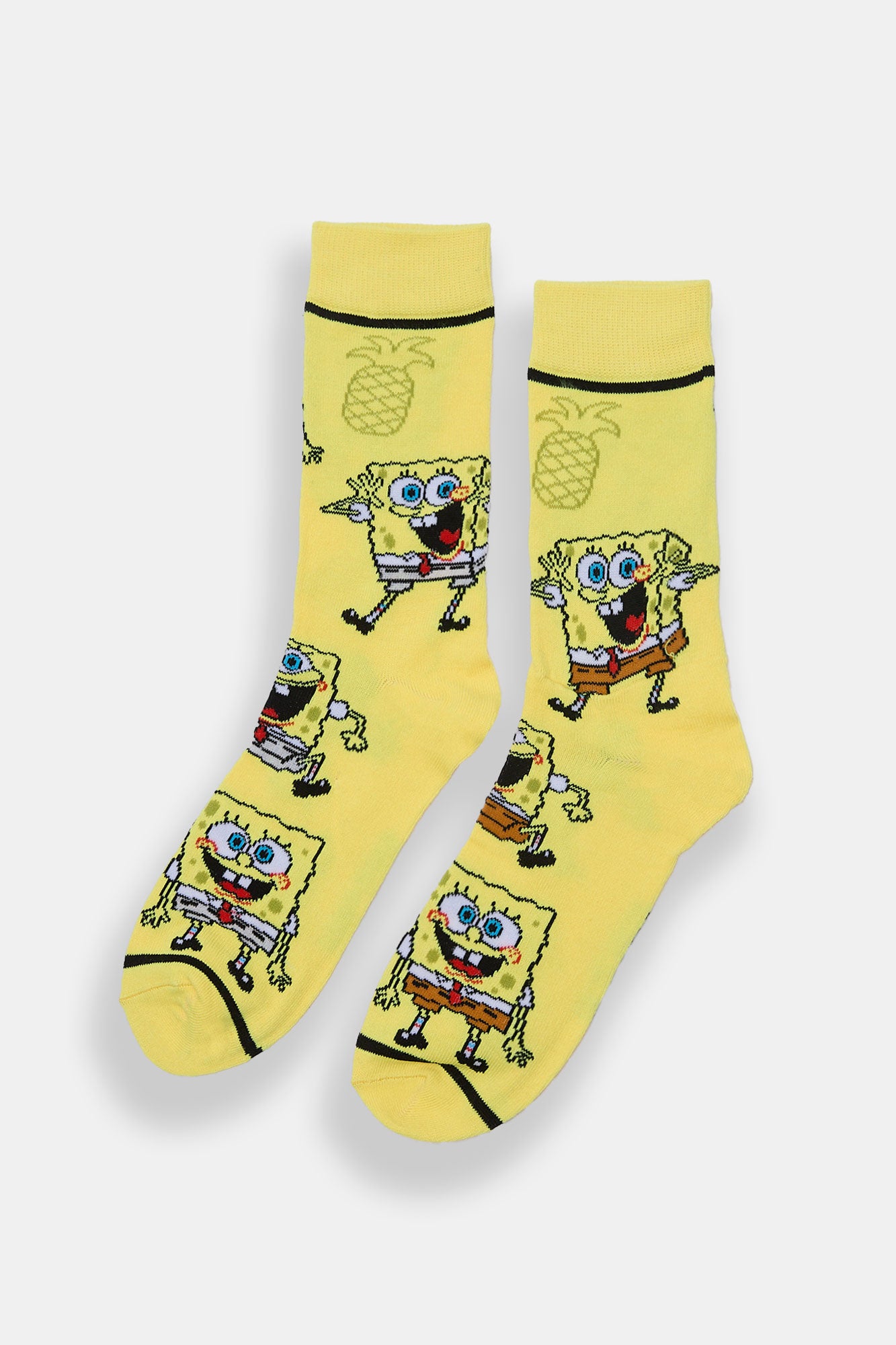 Mens SpongeBob SquarePants Jacquard Crew Socks - Yellow / O/S
