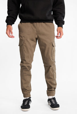 Jogger cargo en sergé coupe ample