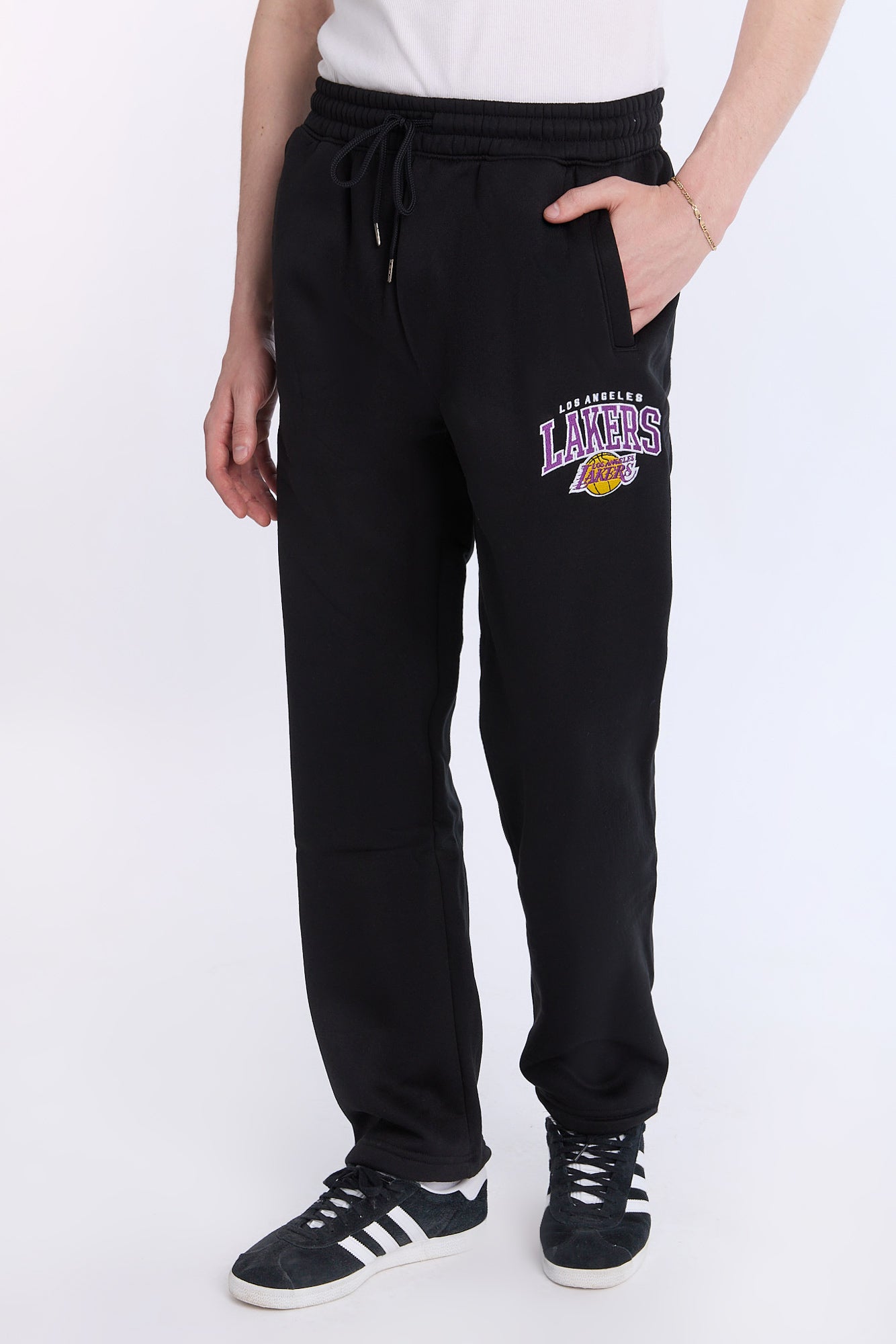 Mens LA Lakers Straight Leg Sweatpant - Black /