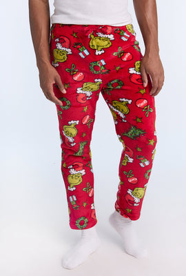 Mens The Grinch Red Plush Pajama Pant