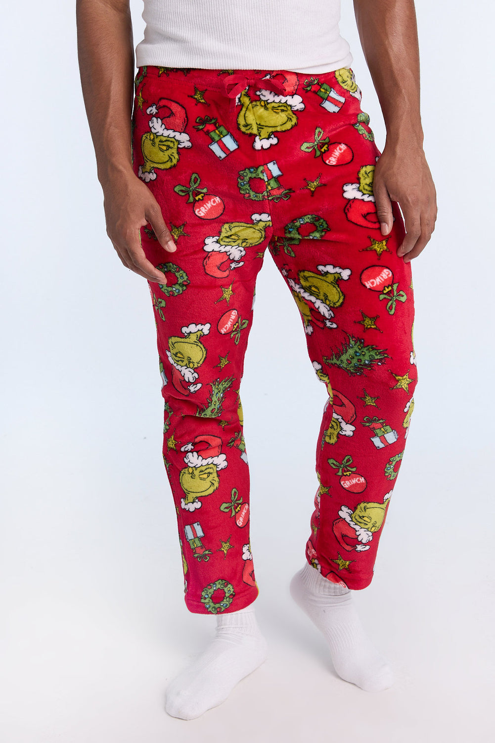 Mens The Grinch Red Plush Pajama Pant Mens The Grinch Red Plush Pajama Pant