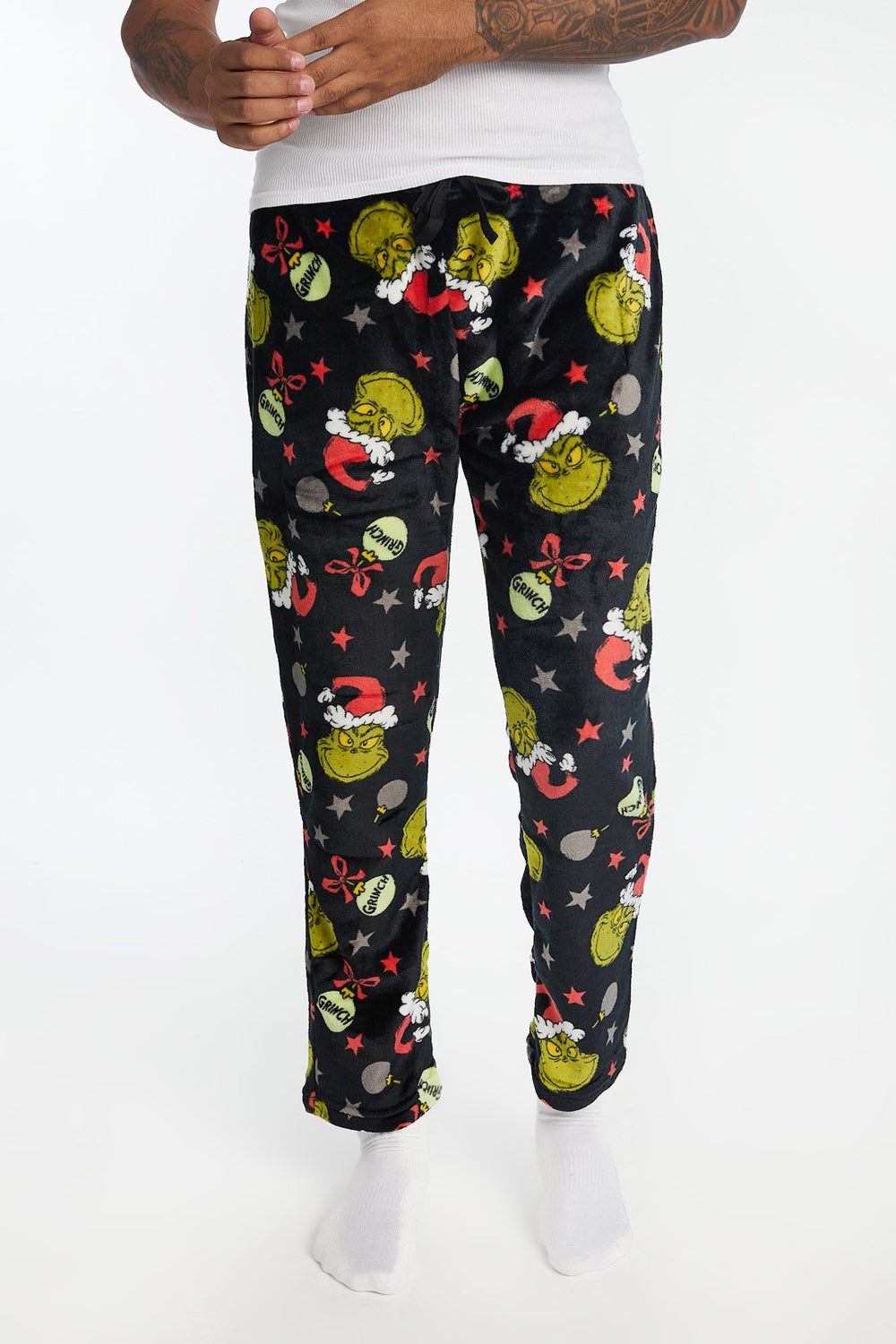 Pantalon de pyjama en peluche boules de Noël The Grinch homme Pantalon de pyjama en peluche boules de Noël The Grinch homme