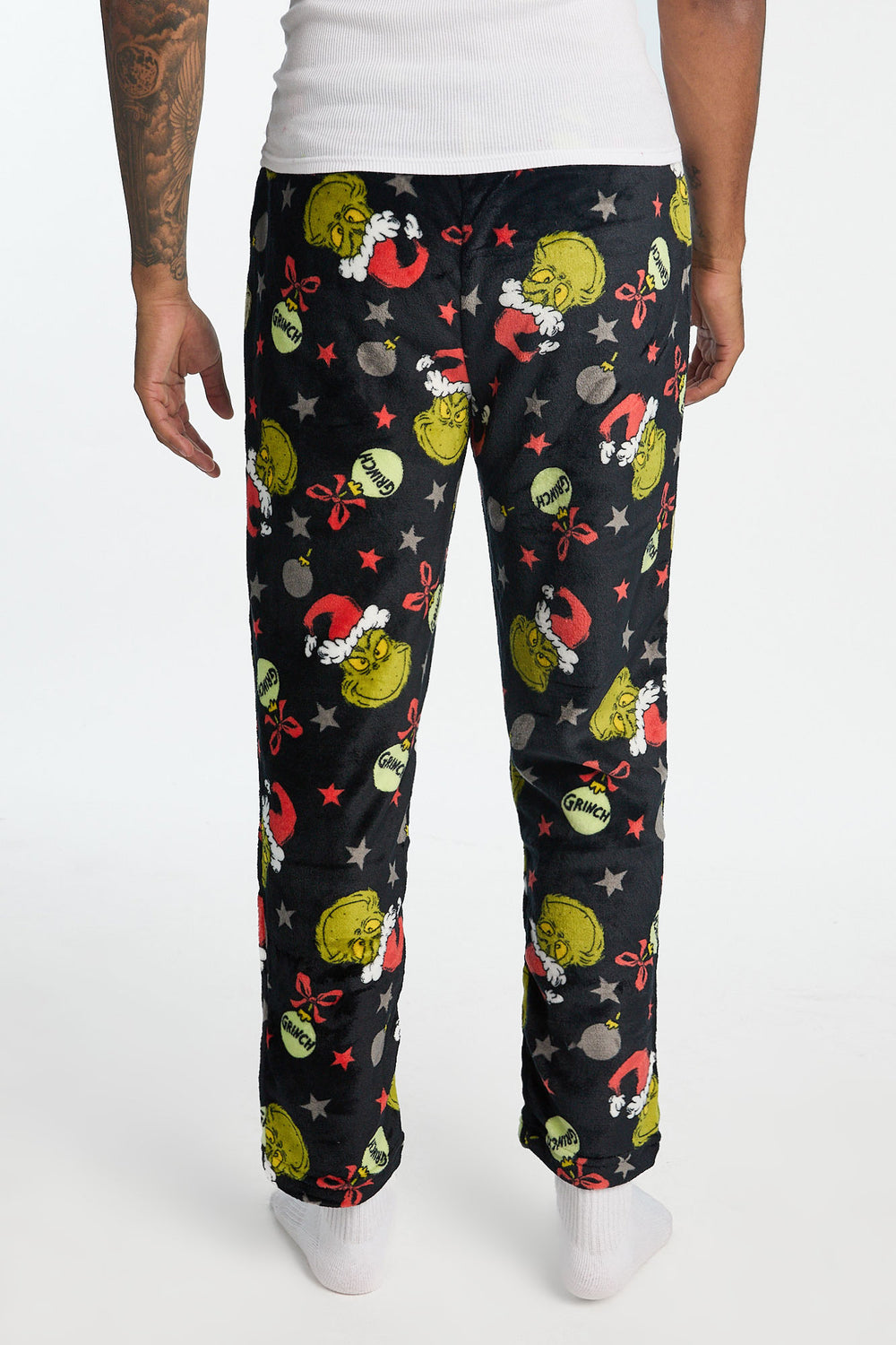 Mens The Grinch Ornaments Plush Pajama Pant Mens The Grinch Ornaments Plush Pajama Pant