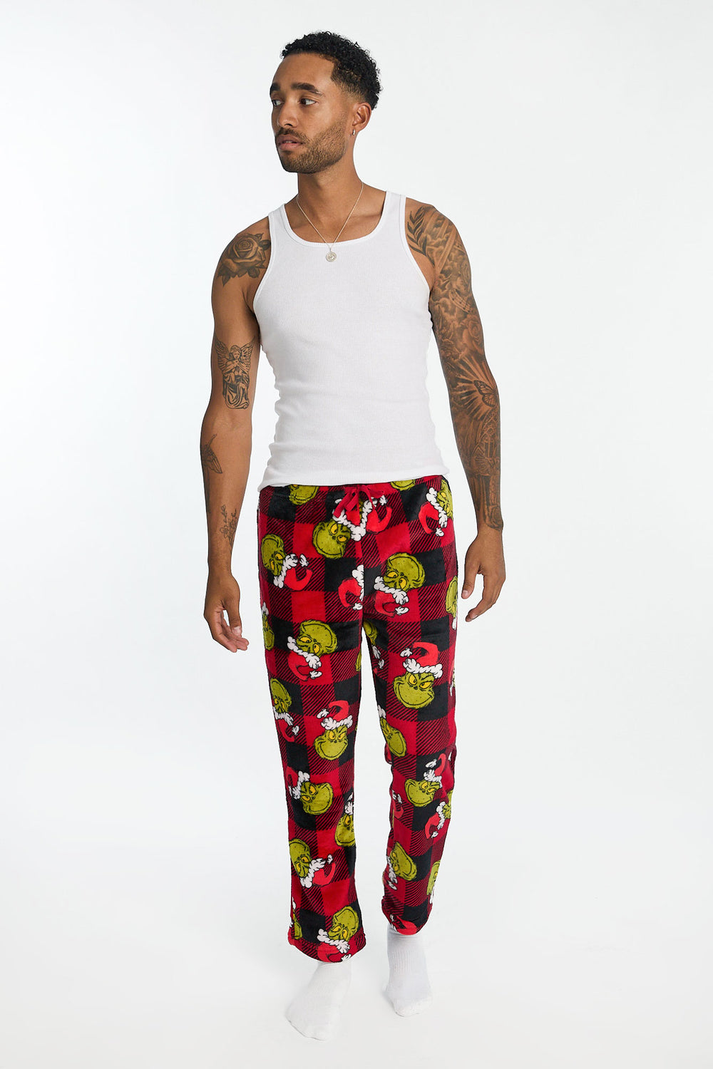 Pantalon de pyjama en peluche à carreaux The Grinch homme Pantalon de pyjama en peluche à carreaux The Grinch homme