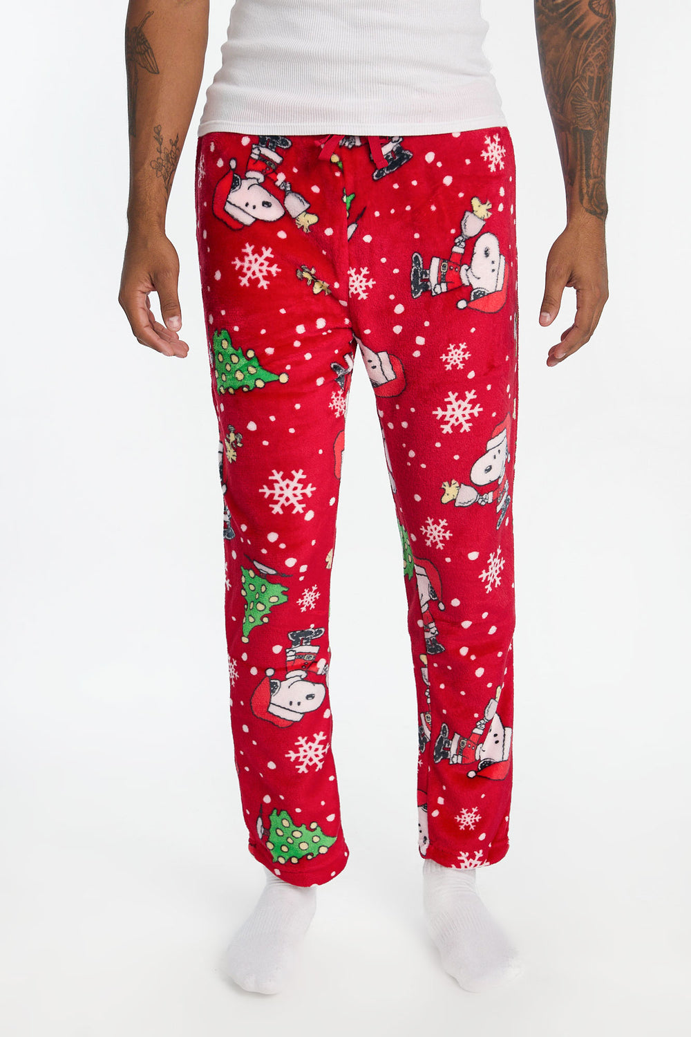Mens Peanuts Snoopy Snowflakes Plush Pajama Pant Mens Peanuts Snoopy Snowflakes Plush Pajama Pant