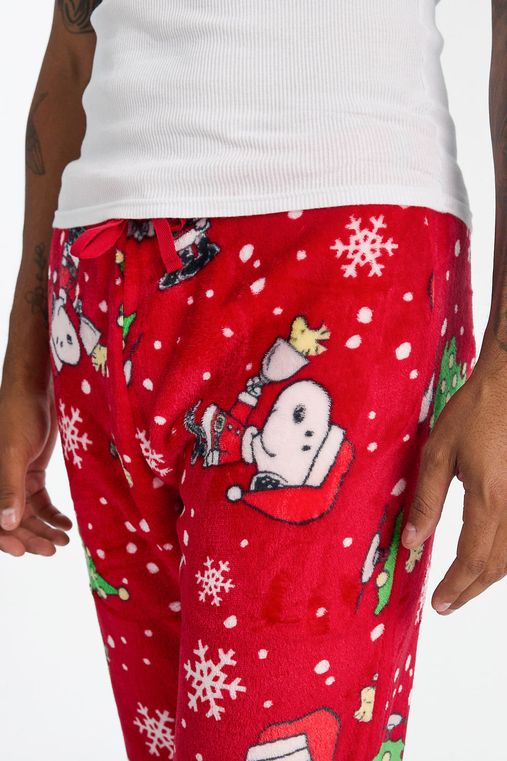 Mens Peanuts Snoopy Snowflakes Plush Pajama Pant Mens Peanuts Snoopy Snowflakes Plush Pajama Pant