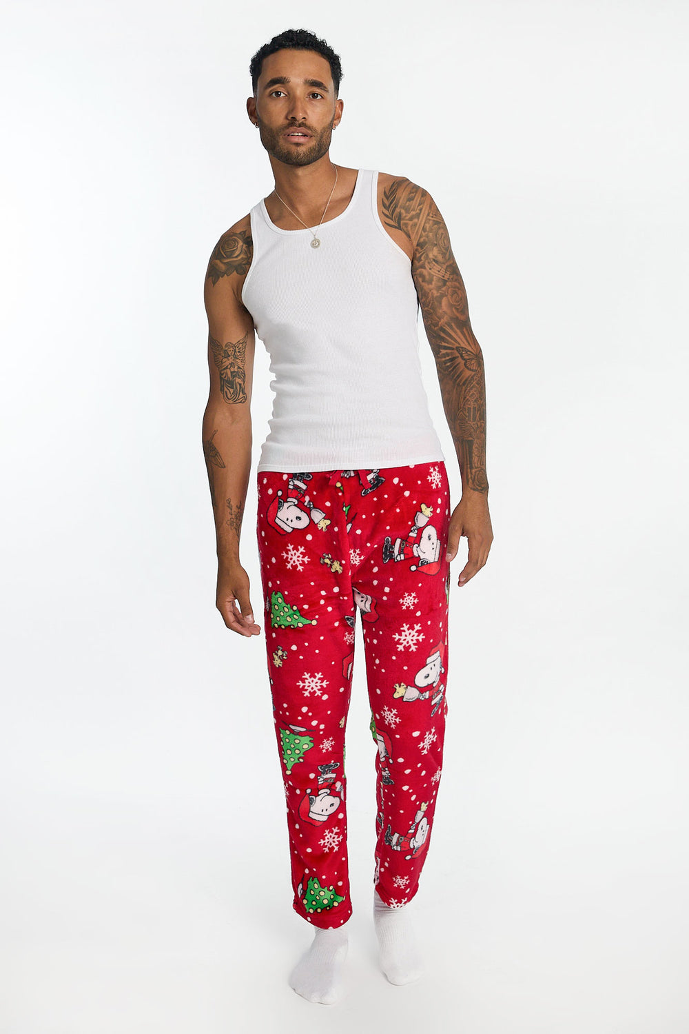 Mens Peanuts Snoopy Snowflakes Plush Pajama Pant Mens Peanuts Snoopy Snowflakes Plush Pajama Pant