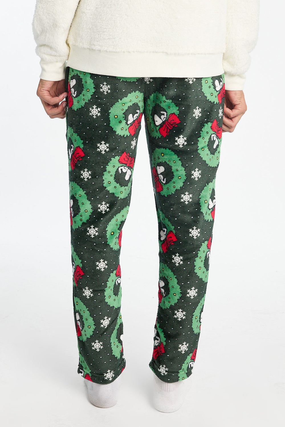 Mens Peanuts Snoopy Wreath Plush Pajama pant Mens Peanuts Snoopy Wreath Plush Pajama pant