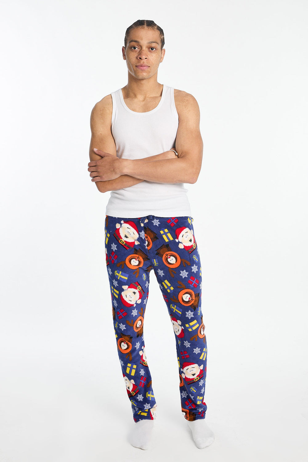 Pantalon de pyjama en peluche imprimé de Noël South Park homme Pantalon de pyjama en peluche imprimé de Noël South Park homme