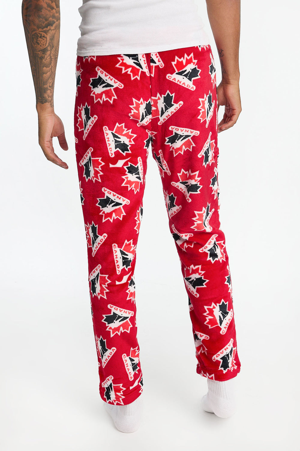 Mens Team Canada Hockey Logo Plush Pajama Pant Mens Team Canada Hockey Logo Plush Pajama Pant