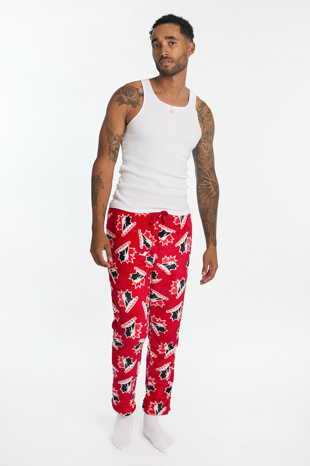 Mens Team Canada Hockey Logo Plush Pajama Pant Mens Team Canada Hockey Logo Plush Pajama Pant