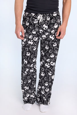 Mens Jack Skellington B&W Plush Pajama Pant