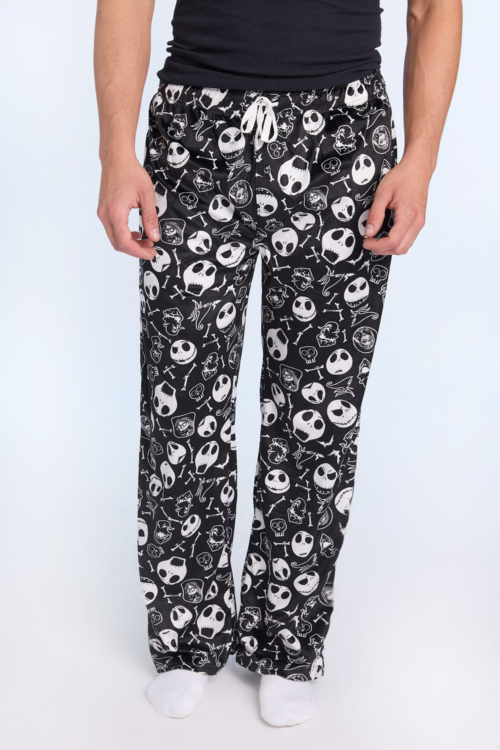 Mens Jack Skellington B&W Plush Pajama Pant Mens Jack Skellington B&W Plush Pajama Pant