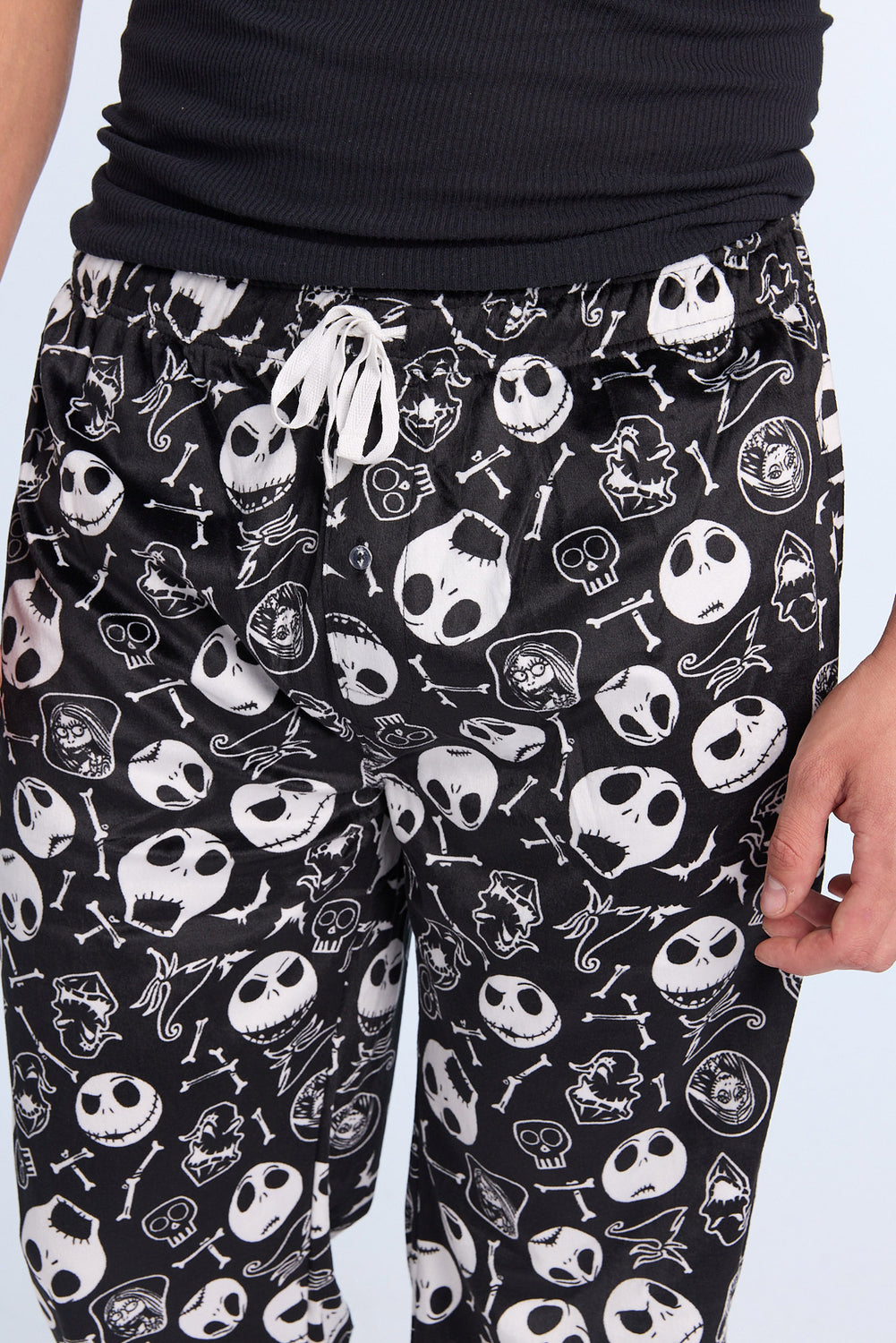 Mens Jack Skellington B&W Plush Pajama Pant Mens Jack Skellington B&W Plush Pajama Pant