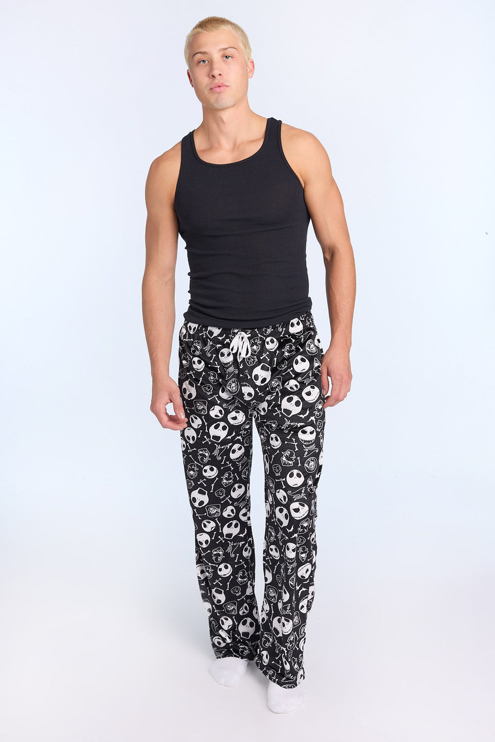 Mens Jack Skellington B&W Plush Pajama Pant Mens Jack Skellington B&W Plush Pajama Pant