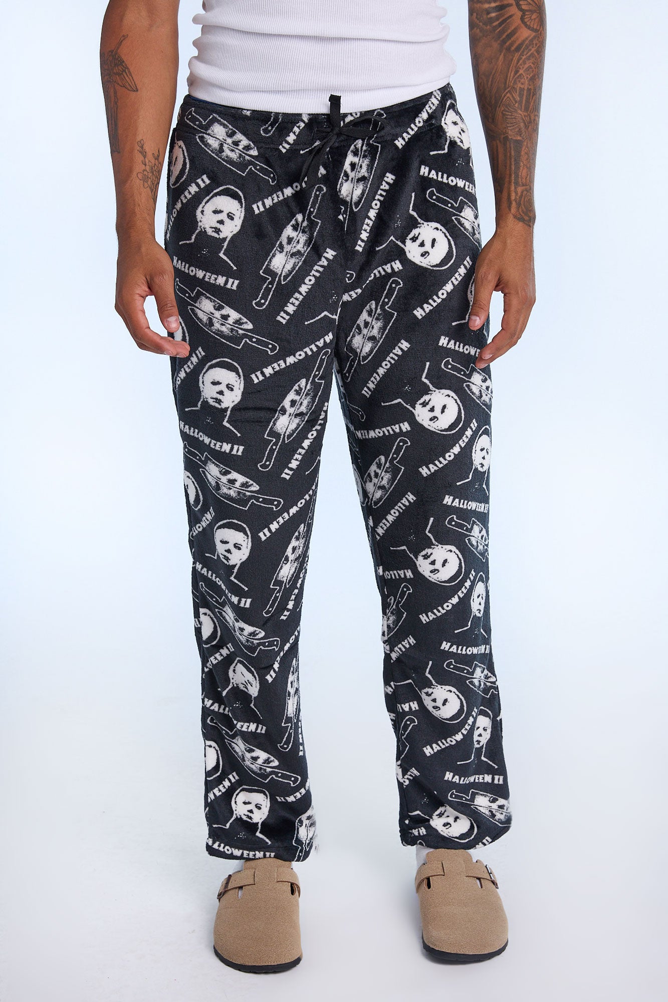 Mens Halloween II Plush Pajama Pant - Black /