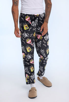 Mens SpongeBob & Patrick Skeleton Plush Pajama Pant