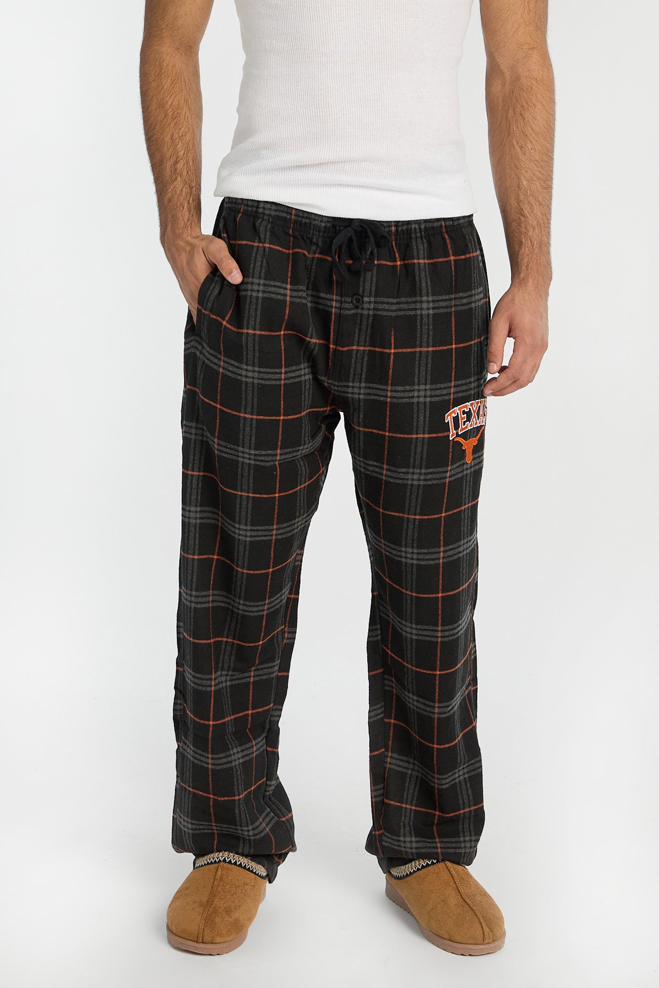 Mens Texas Longhorns Varsity Plaid Pajama Pant - Black /