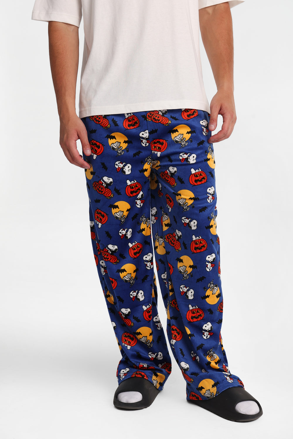 Pantalon pyjama en molleton soyeux imprimé citrouilles Peanuts Snoopy Pantalon pyjama en molleton soyeux imprimé citrouilles Peanuts Snoopy