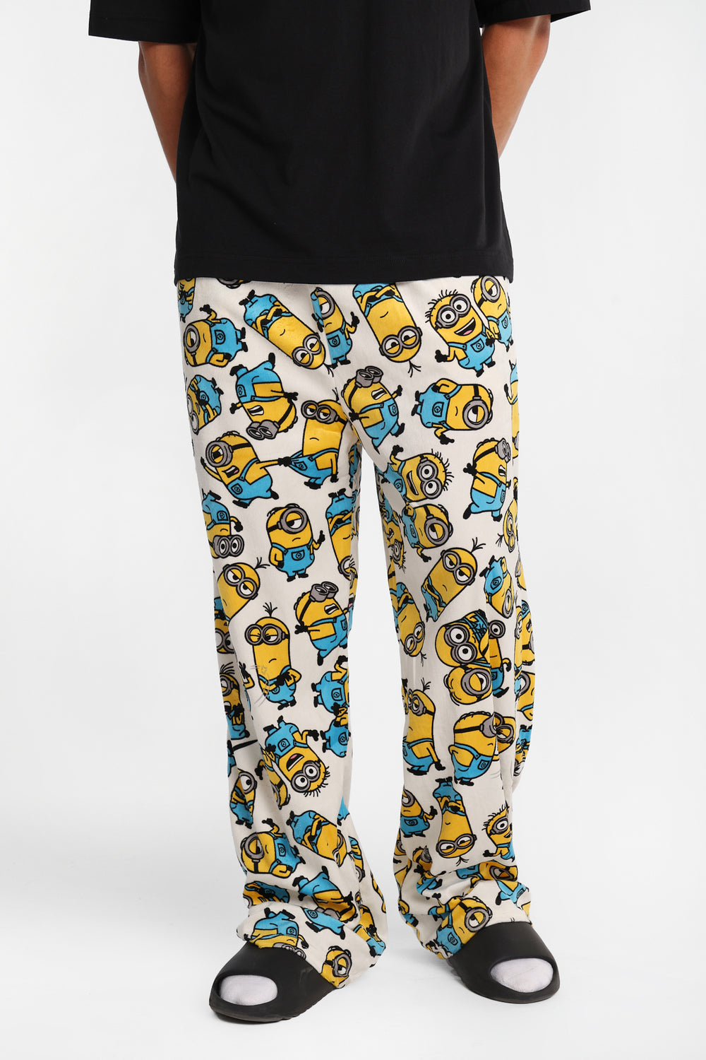 Pantalon pyjama en molleton soyeux imprimé Minions Pantalon pyjama en molleton soyeux imprimé Minions