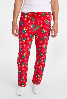 Mens Elf Red Plush Pajama Pant
