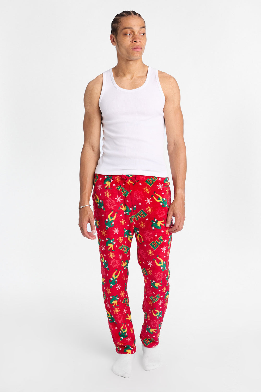Mens Elf Red Plush Pajama Pant Mens Elf Red Plush Pajama Pant