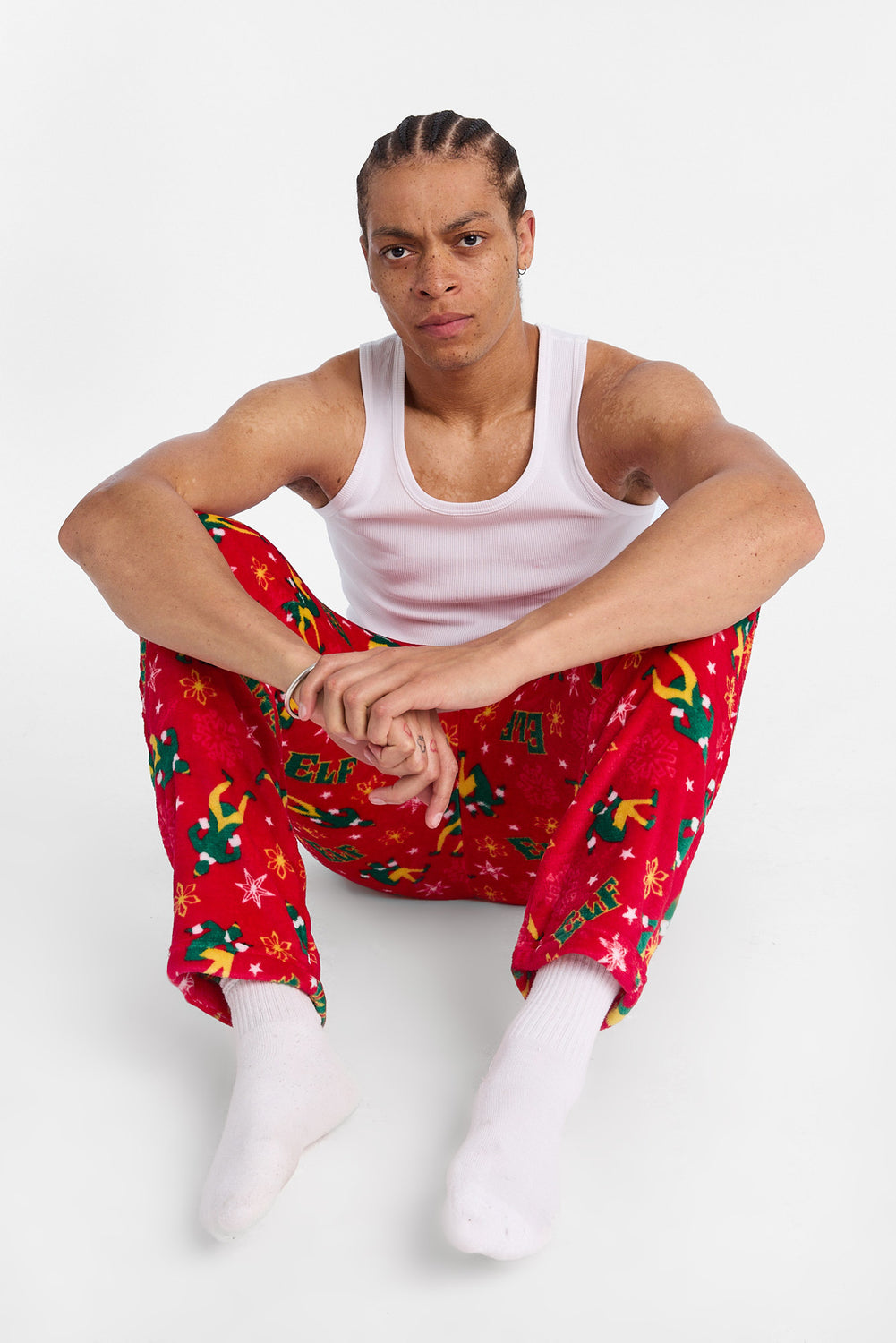 Mens Elf Red Plush Pajama Pant Mens Elf Red Plush Pajama Pant
