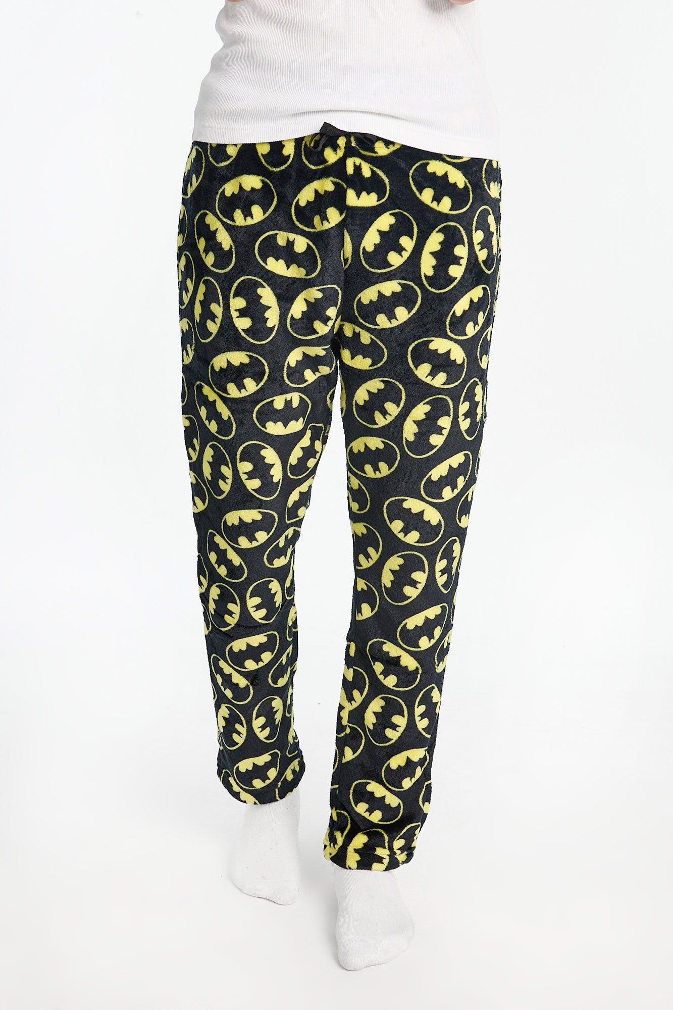 Mens Batman Logo Plush Pajama Pant - Black /