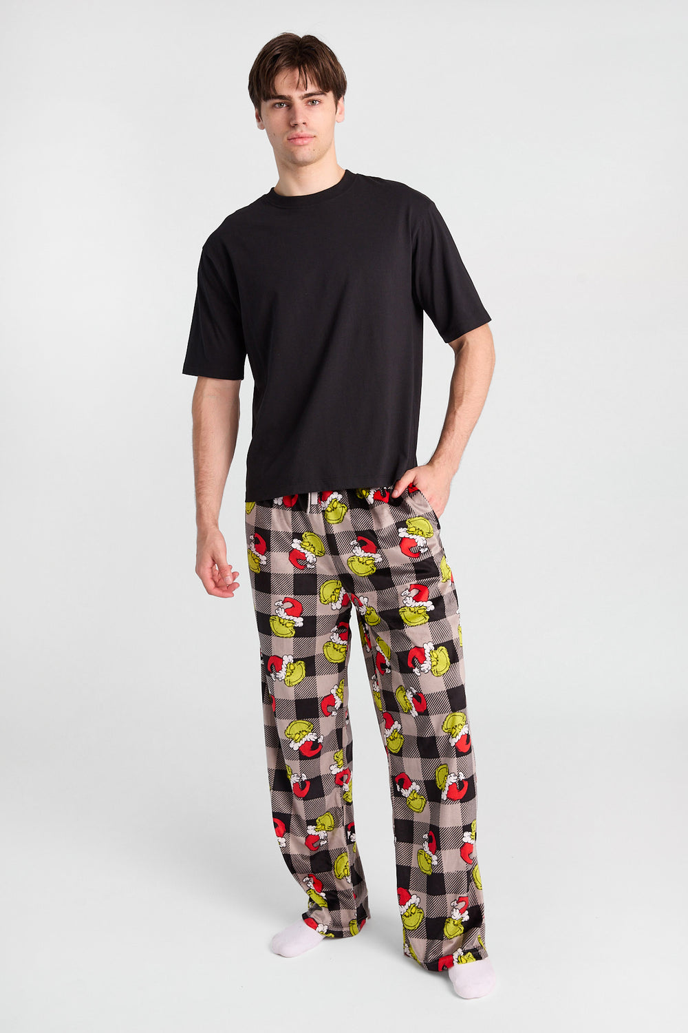 Pantalon de pyjama à carreaux imprimé Le Grinch Pantalon de pyjama à carreaux imprimé Le Grinch