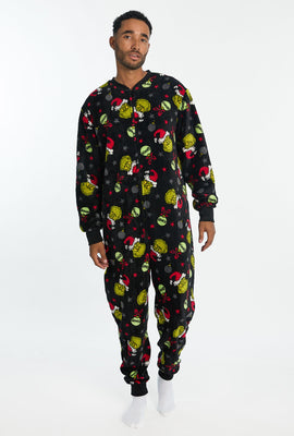 Mens The Grinch Ornaments Plush Crewneck Onesie