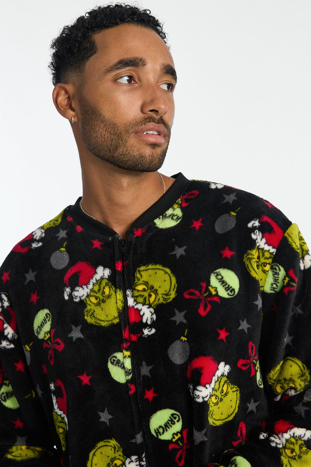 Mens The Grinch Ornaments Plush Crewneck Onesie Mens The Grinch Ornaments Plush Crewneck Onesie