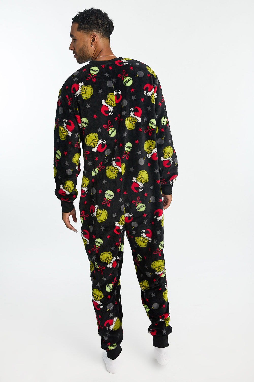 Mens The Grinch Ornaments Plush Crewneck Onesie Mens The Grinch Ornaments Plush Crewneck Onesie