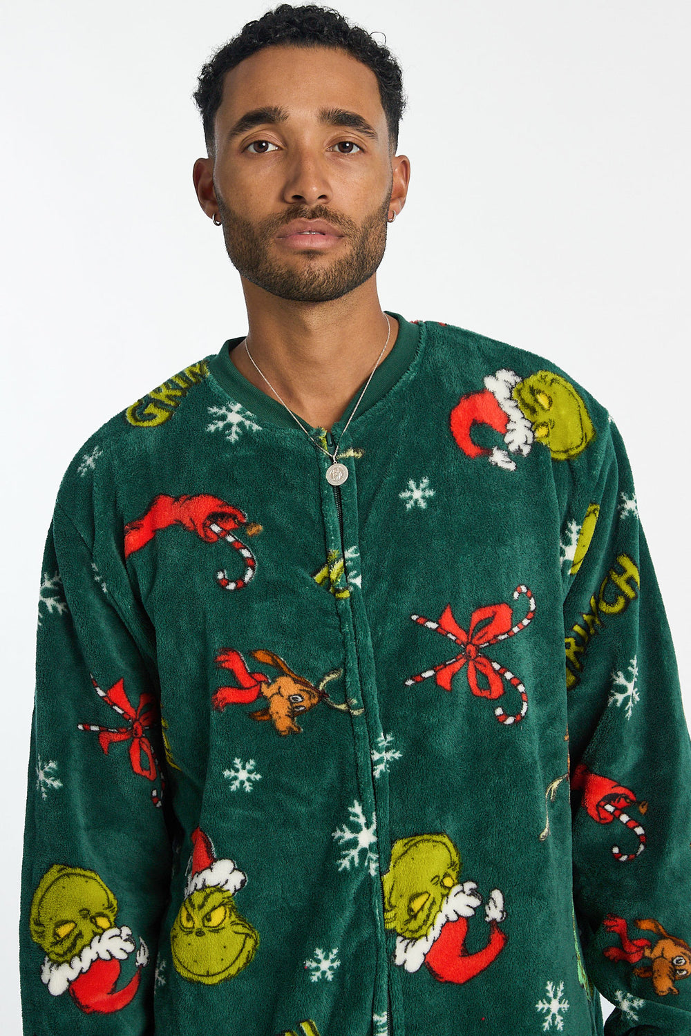 Combinaison pyjama imprimé flocons de neige The Grinch homme Combinaison pyjama imprimé flocons de neige The Grinch homme