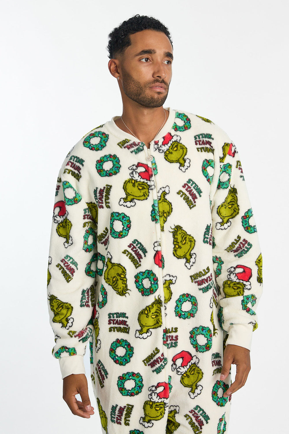 Combinaison pyjama en peluche imprimé The Grinch homme Combinaison pyjama en peluche imprimé The Grinch homme