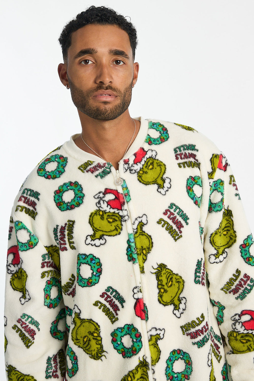Combinaison pyjama en peluche imprimé The Grinch homme Combinaison pyjama en peluche imprimé The Grinch homme
