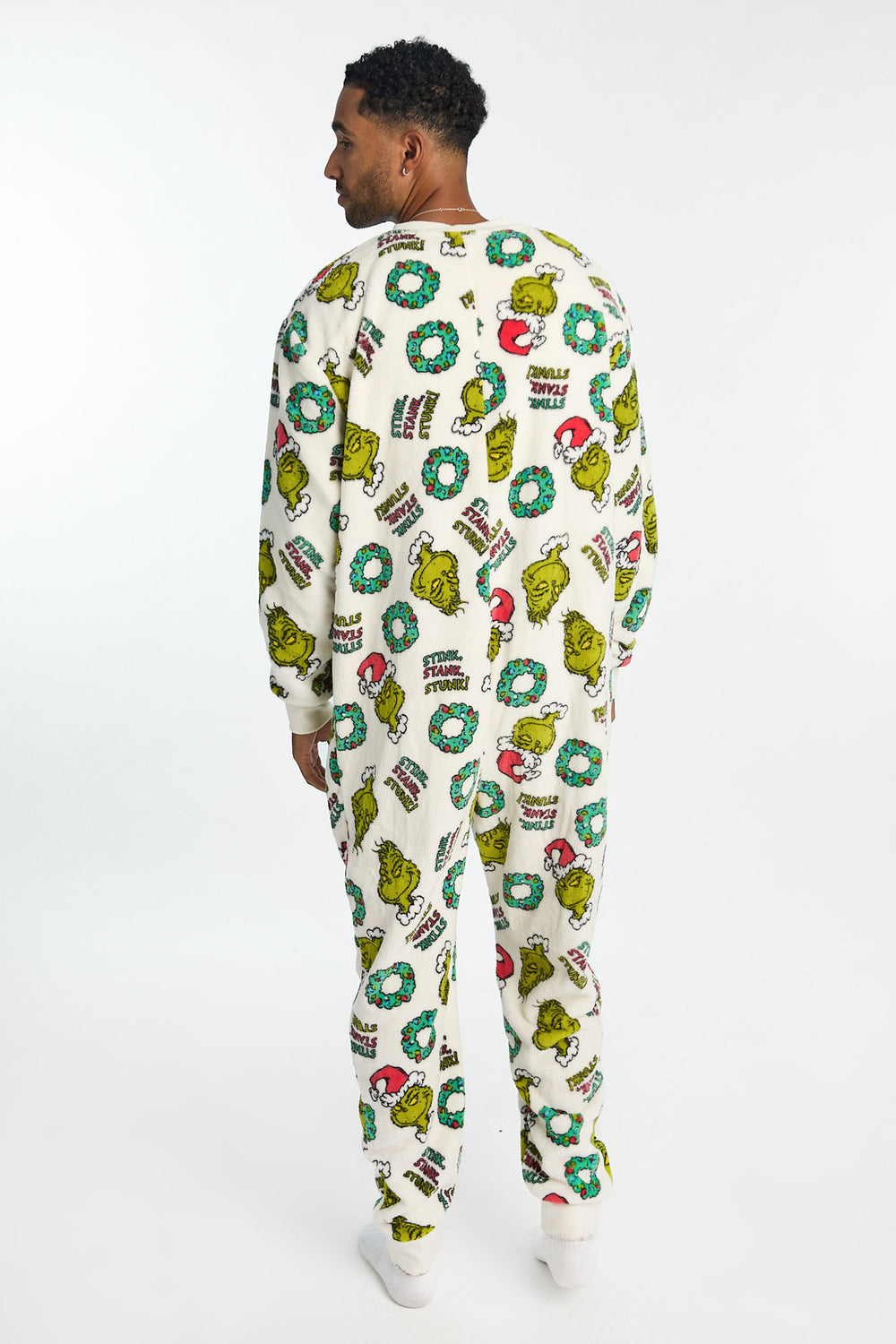 Combinaison pyjama en peluche imprimé The Grinch homme Combinaison pyjama en peluche imprimé The Grinch homme