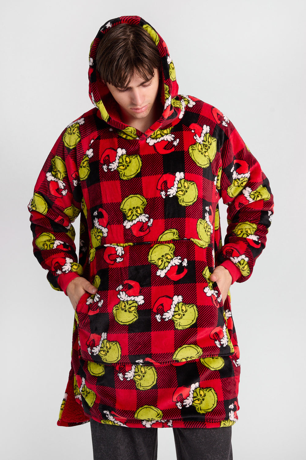 The Grinch Plaid Oversized Blanket Hoodie The Grinch Plaid Oversized Blanket Hoodie