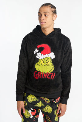 Mens The Grinch Black Sherpa Hoodie