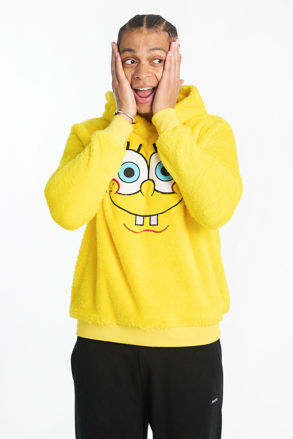 Mens SpongeBob Graphic Sherpa Hoodie Mens SpongeBob Graphic Sherpa Hoodie