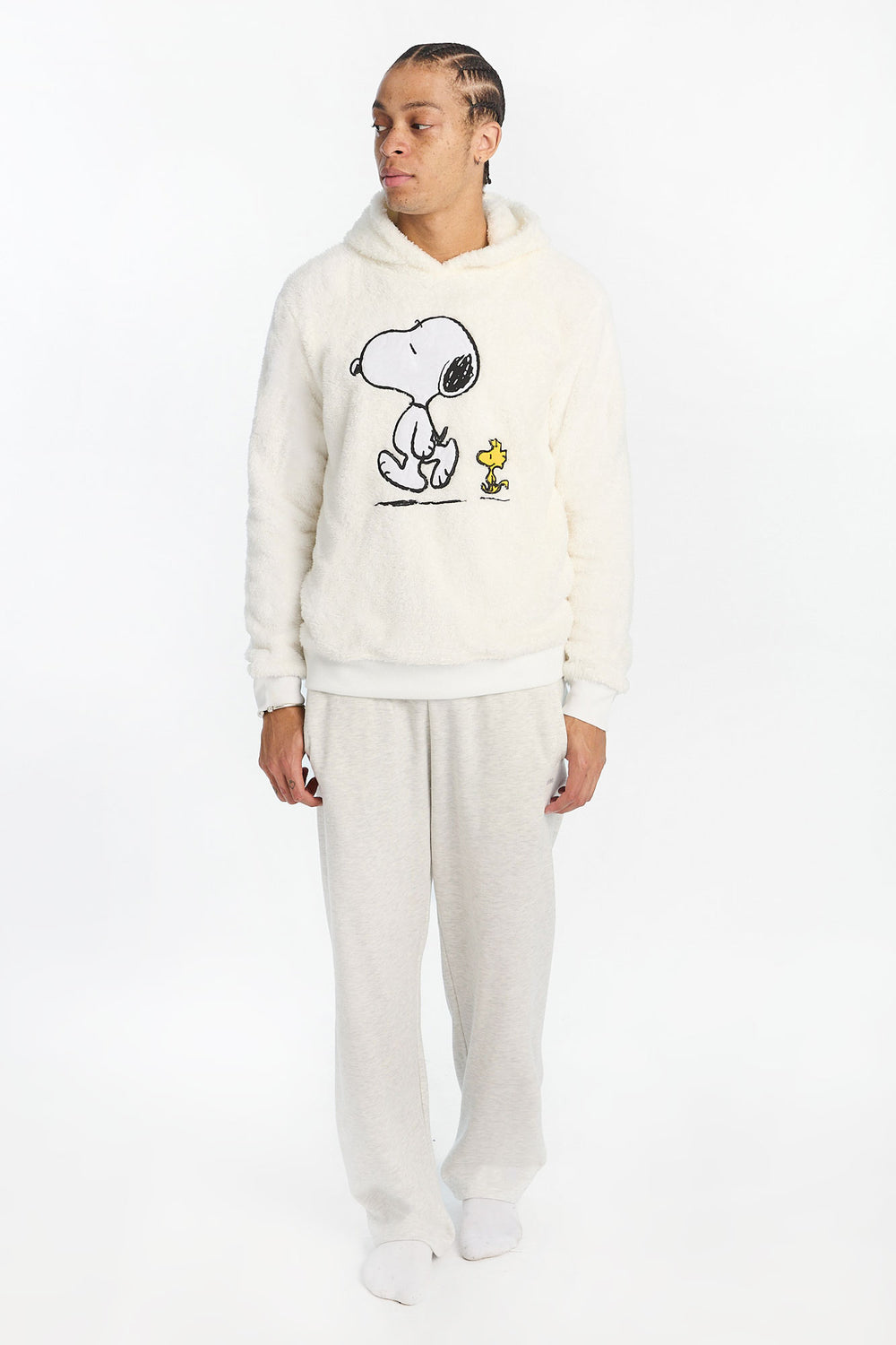 Haut à capuchon en sherpa Snoopy et Woodstock homme Haut à capuchon en sherpa Snoopy et Woodstock homme