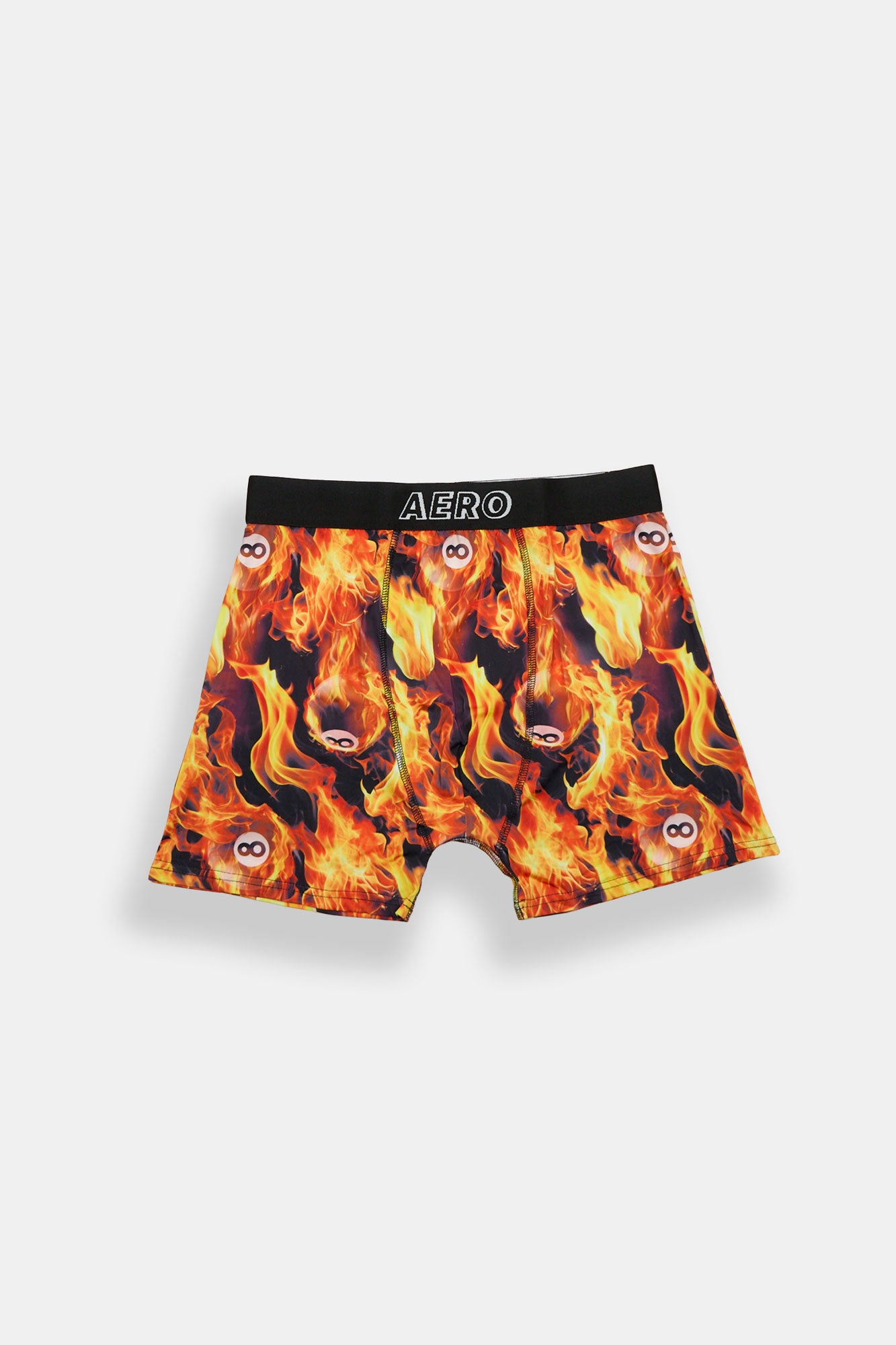 8-Ball & Flames Printed Boxer Briefs - Orange /