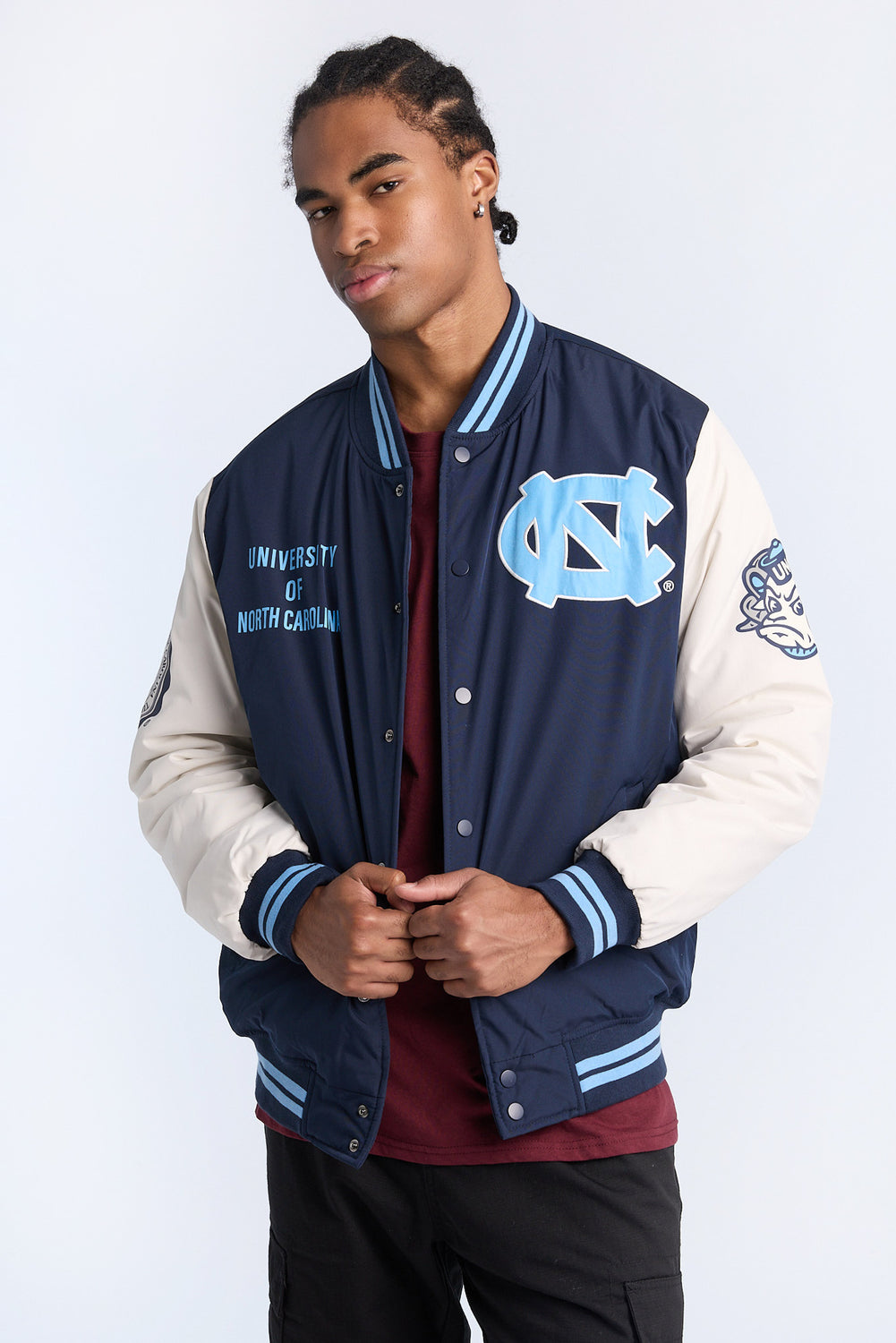 Mens UNC Tar Heels Nylon Varsity Jacket Mens UNC Tar Heels Nylon Varsity Jacket